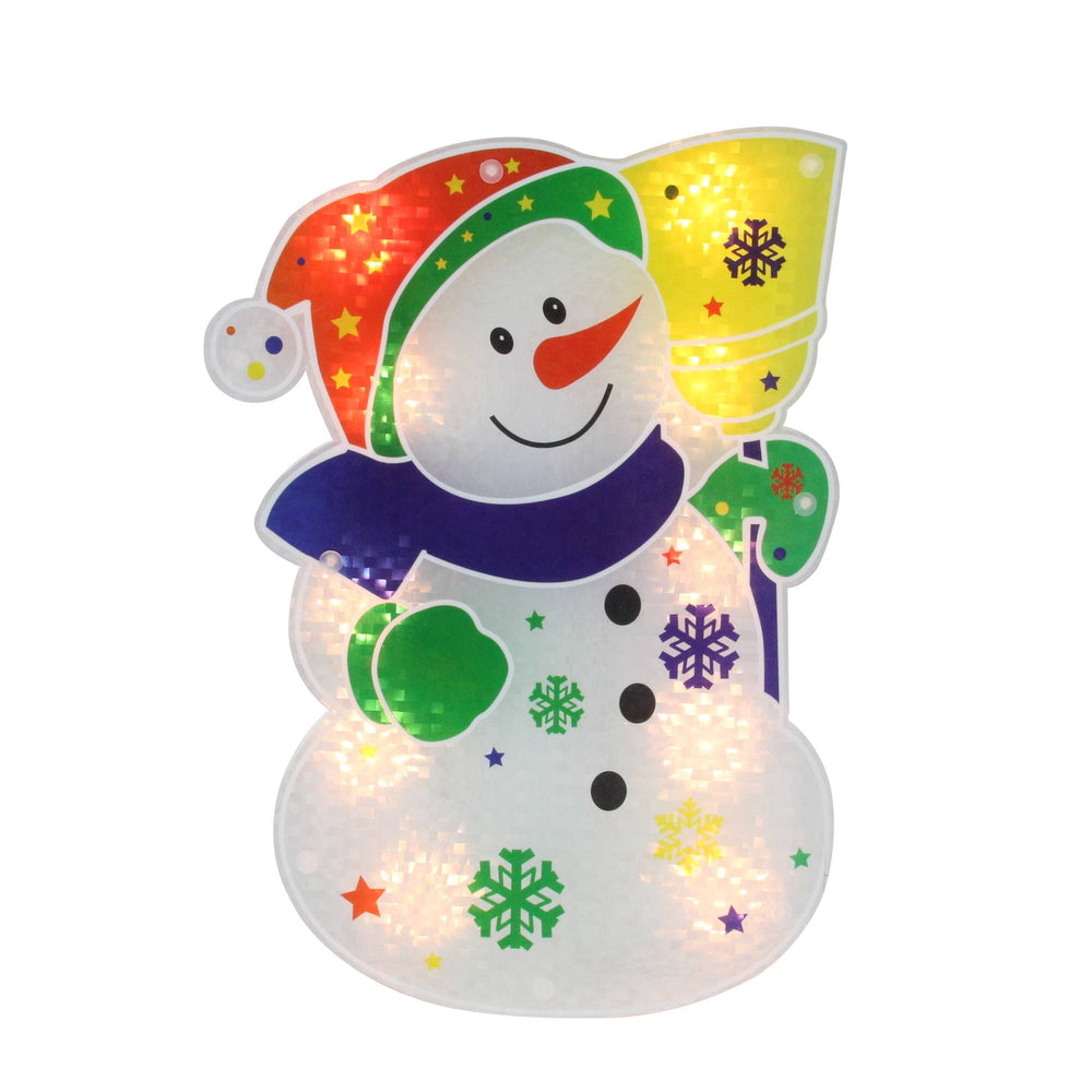 Northlight 12.5 in. Holographic Lighted Snowman Window Silhouette