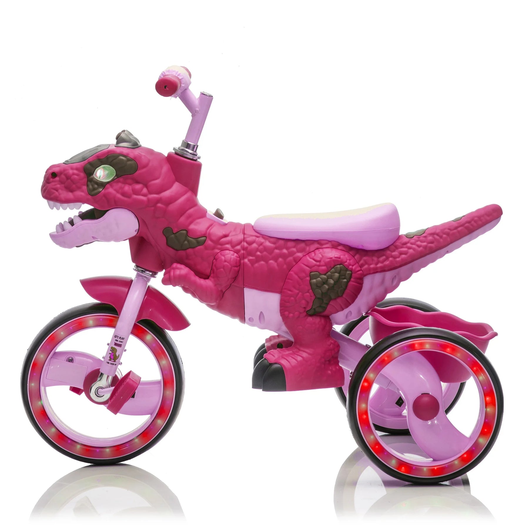 Xuanlur Kids Ride on Dinosaur Tricycle, Toddlers Kid Trike with Wide Flash Wheels, Anti - Slip Pedals, Rear Basket, Music & LED Lights, Toddler Bike Toys Gift for 3 - 6 Year Old Boys & Girls (Green)