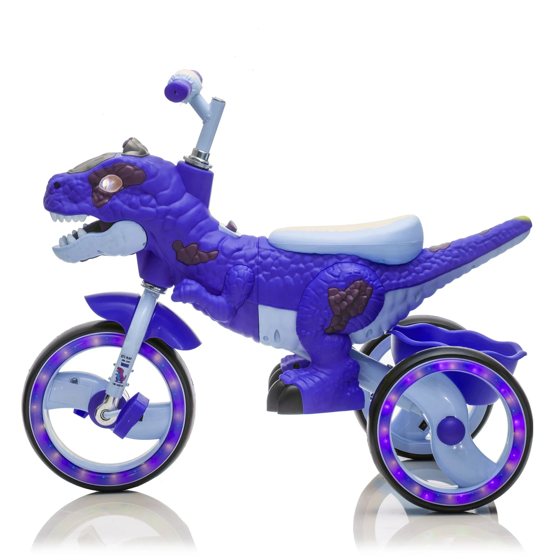 Xuanlur Kids Ride on Dinosaur Tricycle, Toddlers Kid Trike with Wide Flash Wheels, Anti - Slip Pedals, Rear Basket, Music & LED Lights, Toddler Bike Toys Gift for 3 - 6 Year Old Boys & Girls (Green)