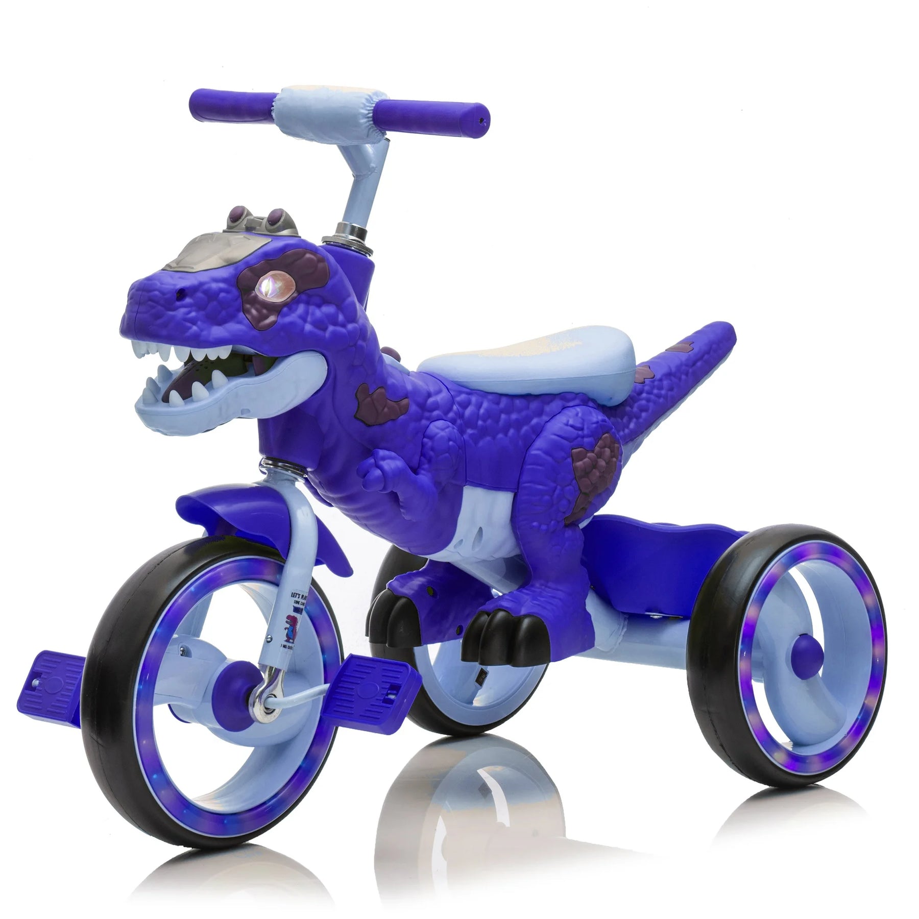 Xuanlur Kids Ride on Dinosaur Tricycle, Toddlers Kid Trike with Wide Flash Wheels, Anti - Slip Pedals, Rear Basket, Music & LED Lights, Toddler Bike Toys Gift for 3 - 6 Year Old Boys & Girls (Green)