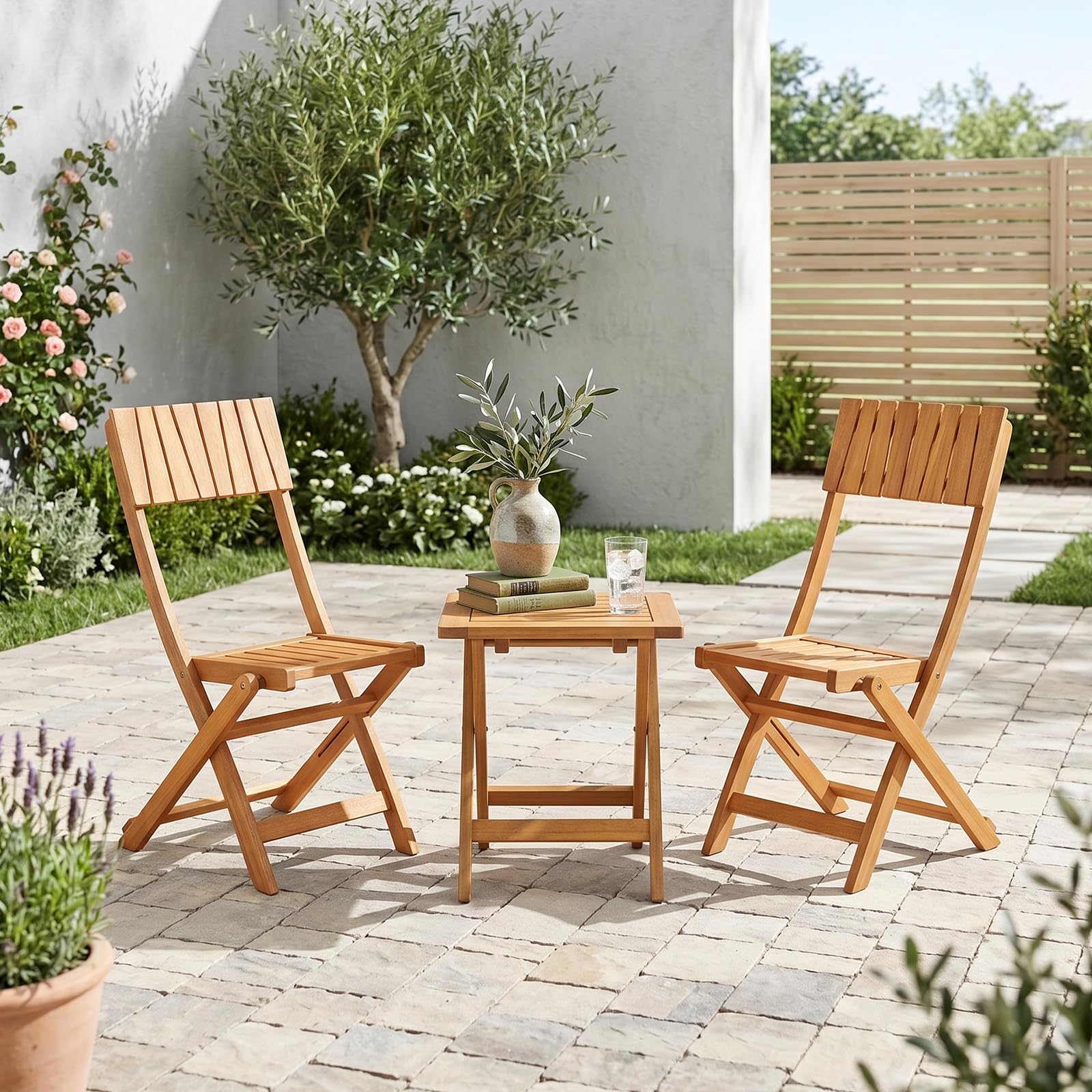 Tangkula Wood Foldable Patio Chairs Set of 2/4