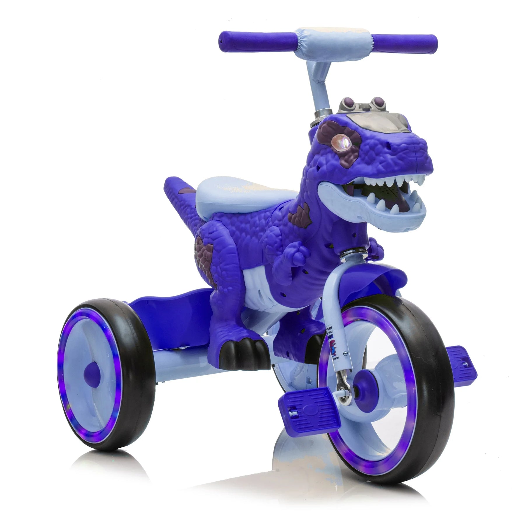 Xuanlur Kids Ride on Dinosaur Tricycle, Toddlers Kid Trike with Wide Flash Wheels, Anti - Slip Pedals, Rear Basket, Music & LED Lights, Toddler Bike Toys Gift for 3 - 6 Year Old Boys & Girls (Green)