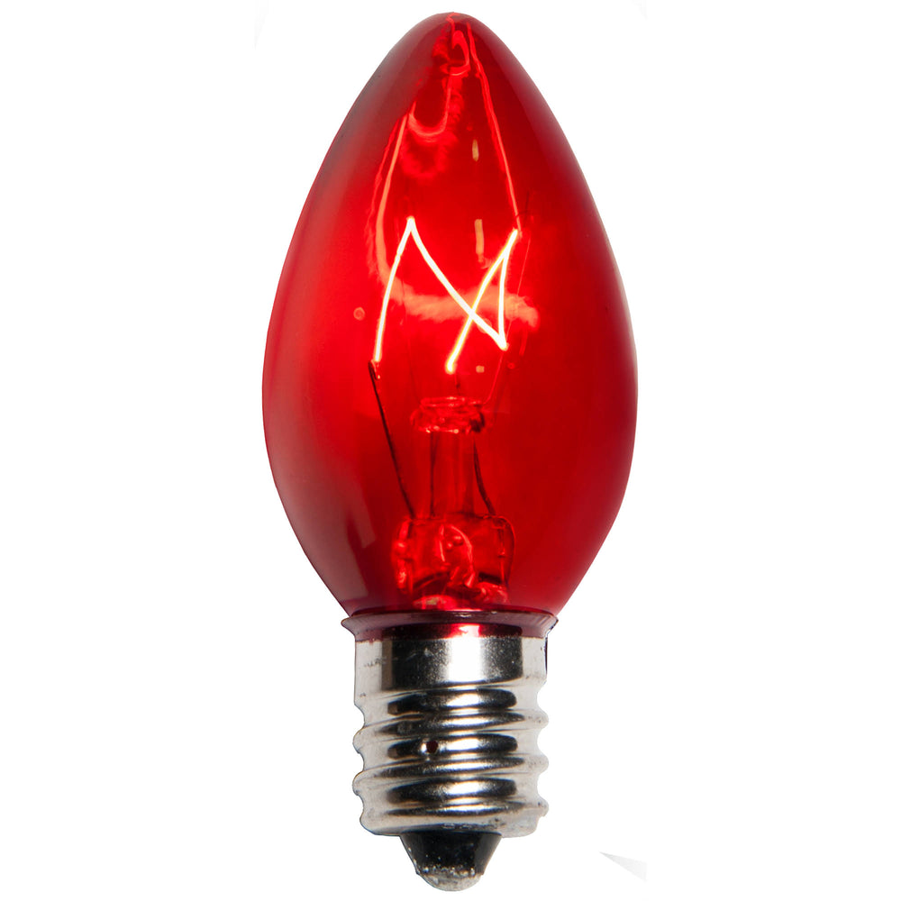Wintergreen C7 Triple Dipped Transparent Red, 5 Watt Light Bulbs